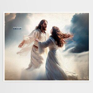 20x30 Jesus in‎ Heaven Wall Art Watercolor Oil Painting Poster